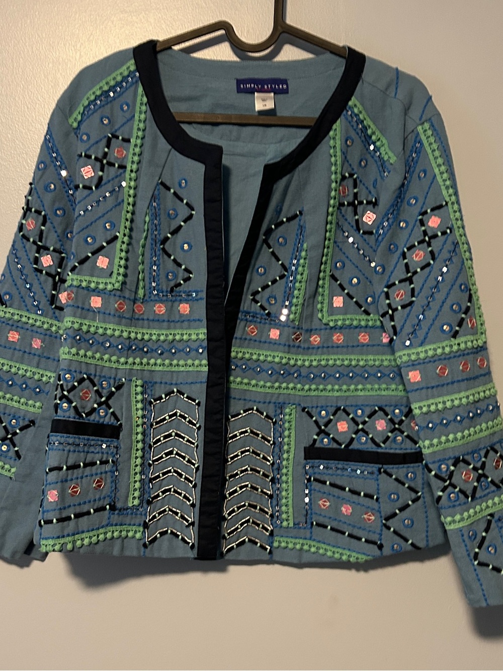Simply Styled Embellished Light Blue  Jacket Sears Vintage